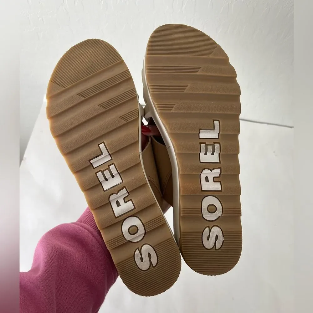 Sorel Cameron Flatform Platform Puff Strap Criss Cross Sandals Mules Size 9.5